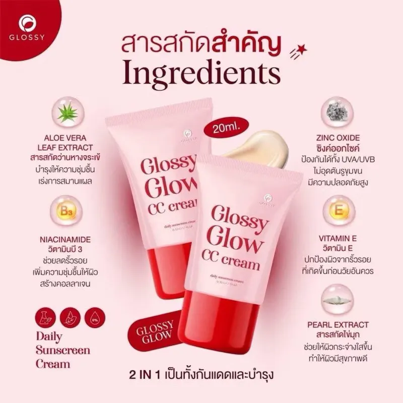 แพคเกจใหม่ กันแดด Glossy Glow CC Cream ขนาด 20 ml