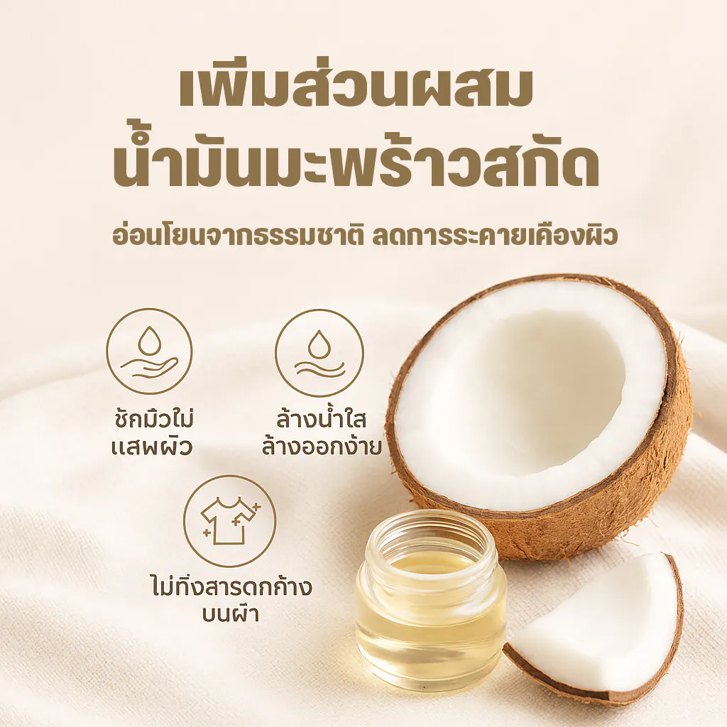 NamSai น้ำยาซักผ้า เกรดส่งออก สูตรอ่อนโยน ธรรมชาติ เข้มข้น น้ำยาซักผ้าจากน้ำไฝ่และน้ำมันพร้าว ถุงเติม1300ml อ่อนโยน